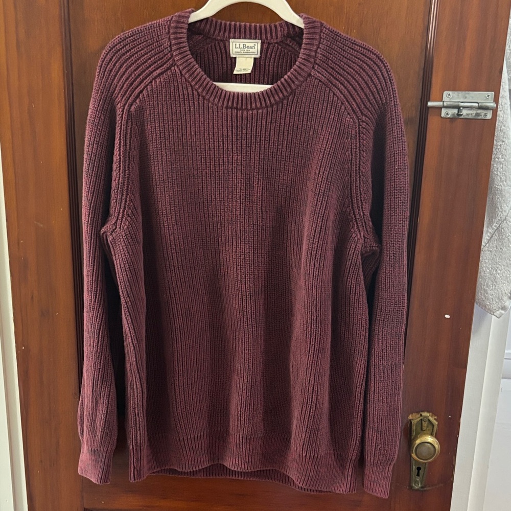 L.L. Bean Men's Deep Burgundy Crewneck Sweater